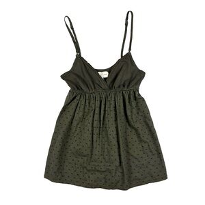 Abercrombie & Fitch Y2K Brown Swiss Dot Babydoll Tank Top